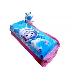 TECHNOCHITRA Space Rabbit Pencil Pouch for Girls - Cute Astronaut Keychain, Dual Zipper Canvas Pencil Box