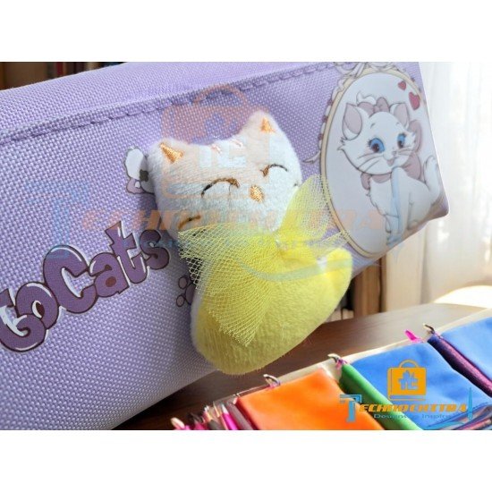TECHNOCHITRA Kawaii Kitten Stationery Organizer for Girls - Soft Plush Accent, Double Zipper