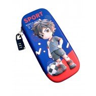 TECHNOCHITRA Sports Pencil Box with Password Lock for Kids | 3D EVA Zipper Pouch | School Stationery Organizer for Boys & Girls