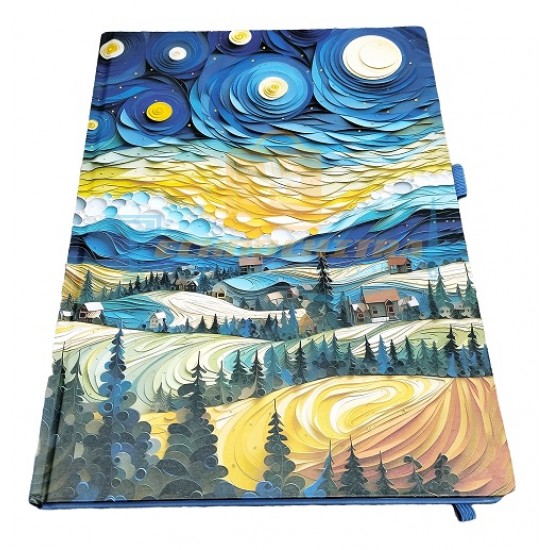 TECHNOCHITRA Starry Night A4 Size Diary Notebook – Artistic Design for Writing, Journaling & Gifting