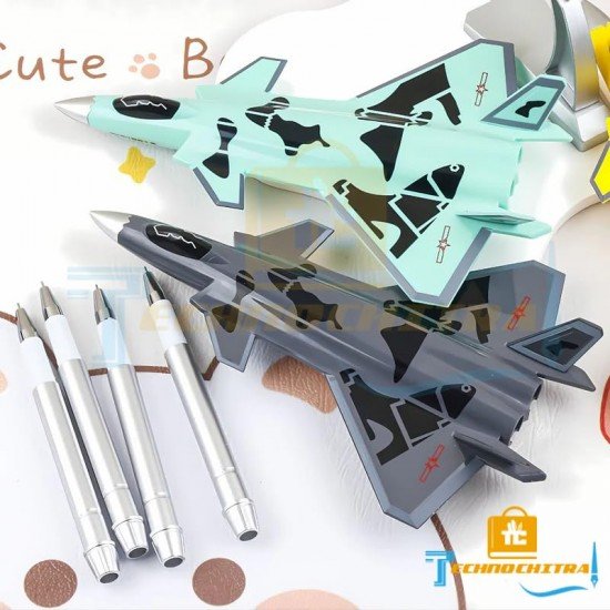 TECHNOCHITRA Fighter Jet Shape Ball Pen – 2-in-1 Writing & Play Pen