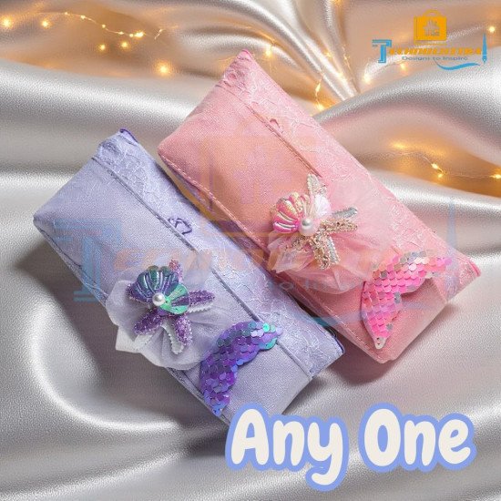 TECHNOCHITRA Water Angel Glitter Pencil Pouch for Girls | Dual Zip Spacious Stationery Pouch | Cute Mermaid-Inspired Zipper Bag for Kids, Teens & College Girls