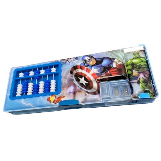 TECHNOCHITRA Super Heros Designer Compass box with Integrated Abacus Art Plastic Pencil Box