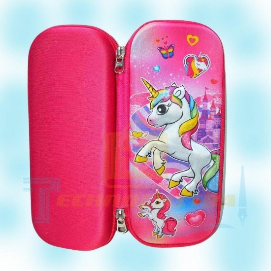 TECHNOCHITRA Magical Pink Unicorn 3D Pencil Pouches for Girls TECHNOCHITRA Magical Pink Unicorn 3D Pencil Pouches for Girls
