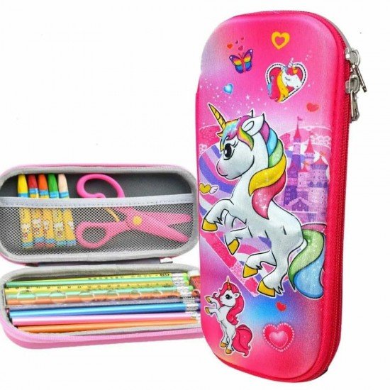 TECHNOCHITRA Magical Pink Unicorn 3D Pencil Pouches for Girls TECHNOCHITRA Magical Pink Unicorn 3D Pencil Pouches for Girls