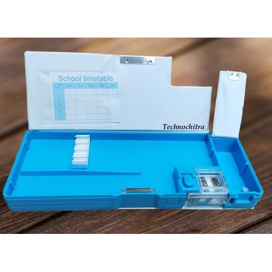 TECHNOCHITRA Funny Cartoon Printed Dual Space with Integrated Sharpener  Pencil Box