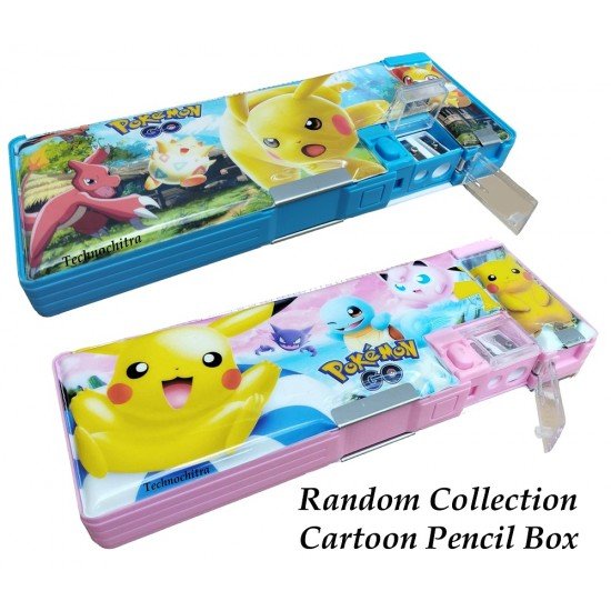 TECHNOCHITRA Funny Cartoon Printed Dual Space with Integrated Sharpener  Pencil Box