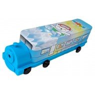 TECHNOCHITRA Cute Cartoon printed Train Shape Dual Space with Wheels Art Metal Pencil Box