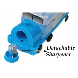 TECHNOCHITRA Cute Cartoon printed Train Shape Dual Space with Wheels Art Metal Pencil Box