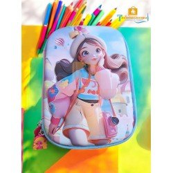 TECHNOCHITRA Cute Girl Stationery Pouch - 3D Design Pencil Pouch - Perfect for School, College & Art Supplies Art EVA Pencil Box TECHNOCHITRA Cute Girl Stationery Pouch - 3D Design Pencil Pouch - Perfect for School, College & Art Supplies Art EVA Pencil Box