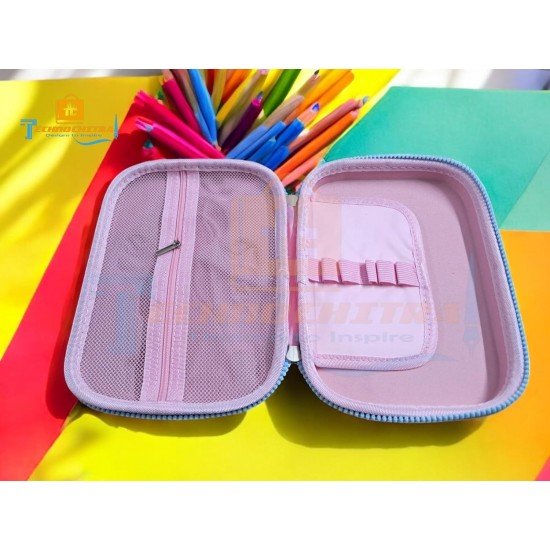 TECHNOCHITRA Cute Girl Stationery Pouch - 3D Design Pencil Pouch - Perfect for School, College & Art Supplies Art EVA Pencil Box  