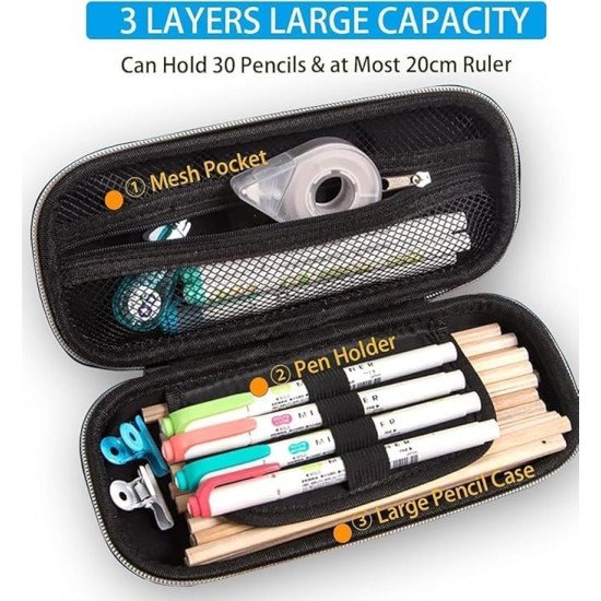 TECHNOCHITRA Galaxy Warriors 3D Pencil Pouch for Boys | Large Capacity EVA School Zipper Case with Mesh Pocket & Holders