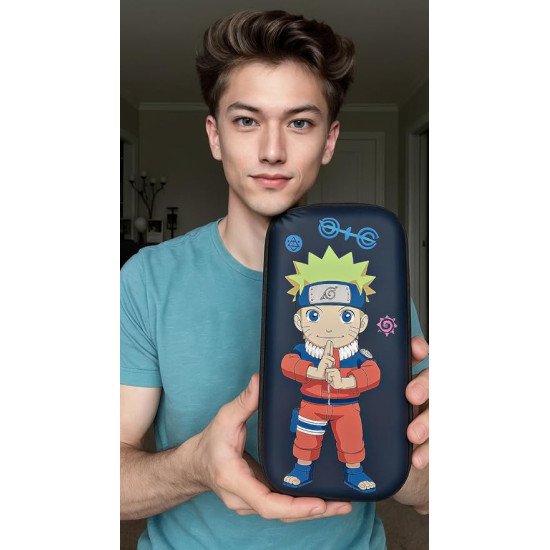 TECHNOCHITRA Ninja Warrior 3D Print Pencil Pouch for Boys | Action Hero Stationery Case with Zipper Mesh Pocket