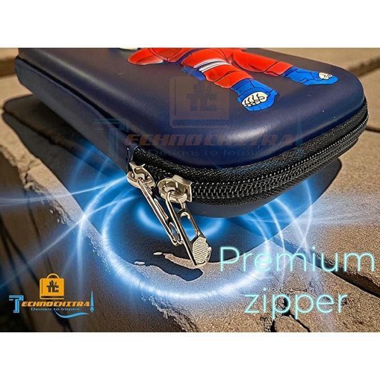 TECHNOCHITRA Ninja Warrior 3D Print Pencil Pouch for Boys | Action Hero Stationery Case with Zipper Mesh Pocket