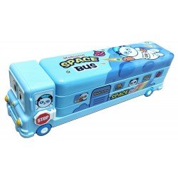 TECHNOCHITRA Magic Bus Shape with Rotating Wheels Art Metal Pencil Box