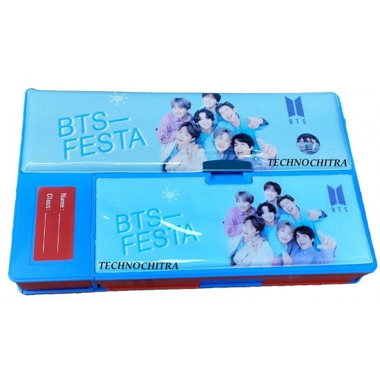TECHNOCHITRA BTS Printed Jumbo Dual Space Art Plastic Pencil Box TECHNOCHITRA BTS Printed Jumbo Dual Space Art Plastic Pencil Box