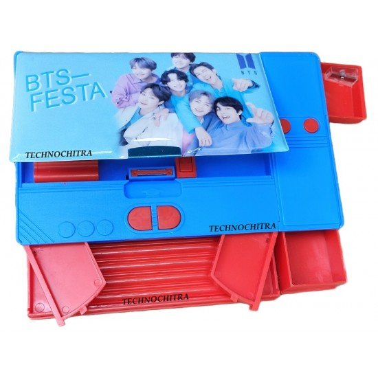 TECHNOCHITRA BTS Printed Jumbo Dual Space Art Plastic Pencil Box TECHNOCHITRA BTS Printed Jumbo Dual Space Art Plastic Pencil Box