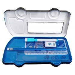 TECHNOCHITRA Adorable Kitten Printed Bus Shape Metal Compass Box with statationery Perfect for Girls TECHNOCHITRA Adorable Kitten Printed Bus Shape Metal Compass Box with statationery Perfect for Girls