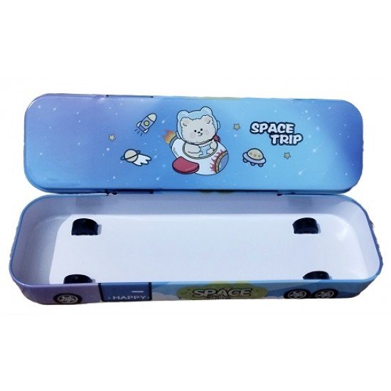 TECHNOCHITRA Open Bus Pencil Case Dual Space Art Metal Pencil Box