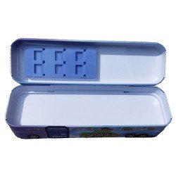 TECHNOCHITRA Open Bus Pencil Case Dual Space Art Metal Pencil Box