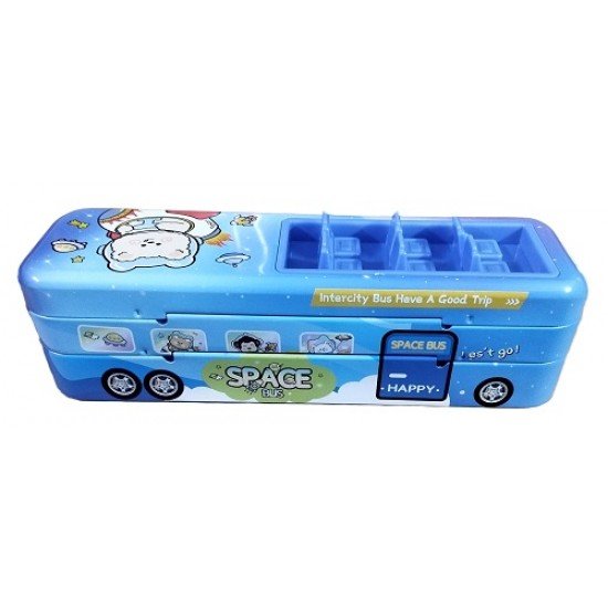 TECHNOCHITRA Open Bus Pencil Case Dual Space Art Metal Pencil Box TECHNOCHITRA Open Bus Pencil Case Dual Space Art Metal Pencil Box
