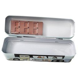 TECHNOCHITRA Open Bus Pencil Case Dual Space Art Metal Pencil Box for girls