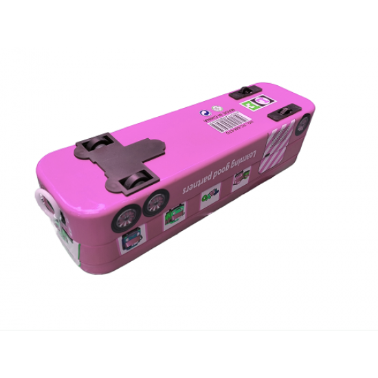 TECHNOCHITRA Open Bus Pencil Case Dual Space Art Metal Pencil Box for girls