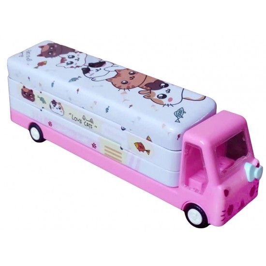 TECHNOCHITRA Exclusive Bus Shape with Movable Wheels Pencil box