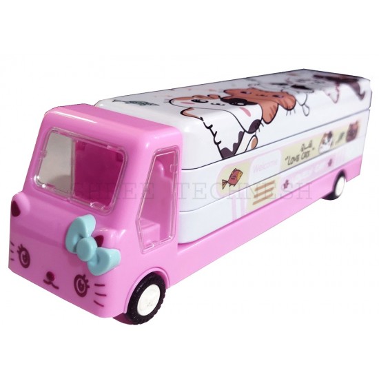 TECHNOCHITRA Exclusive Bus Shape with Movable Wheels Pencil box