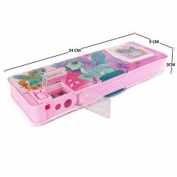 TECHNOCHITRA Unicorn Magnetic Dual Sided Pencil Box Calculator Art Plastic Pencil Box