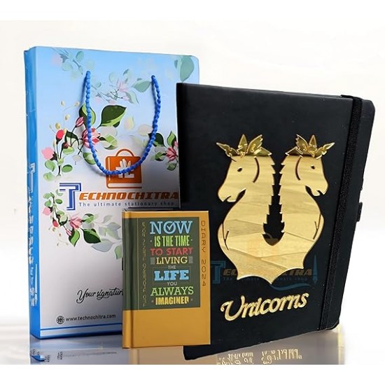 TECHNOCHITRA® Shimmering Unicorn Tales | Premium Notebook and Pen Set