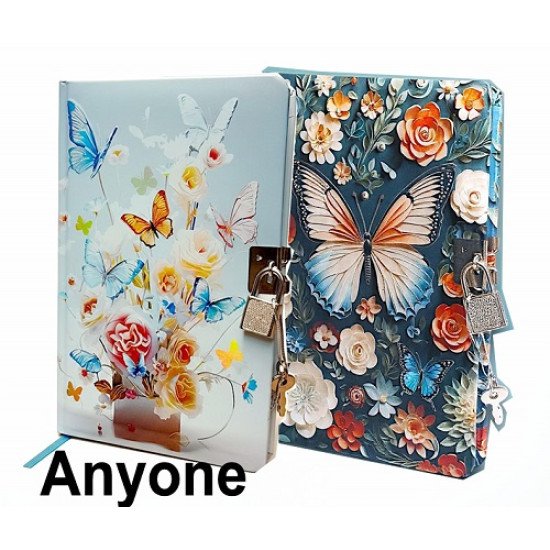 TECHNOCHITRA Aesthetic Butterfly & Flowers Lock Diary for Girls | Secret Journal with Lock & Key | Premium Stationery Gift Set for Kids, Teens & Women