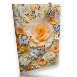 TECHNOCHITRA Butterfly Flowers Diary with Lock & Key – 180 Ruled Pages | Gift Set for Girls | Secret Writing Journal Notebook