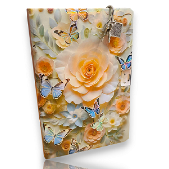 TECHNOCHITRA Butterfly Flowers Diary with Lock & Key – 180 Ruled Pages | Gift Set for Girls | Secret Writing Journal Notebook TECHNOCHITRA Butterfly Flowers Diary with Lock & Key – 180 Ruled Pages | Gift Set for Girls | Secret Writing Journal Notebook