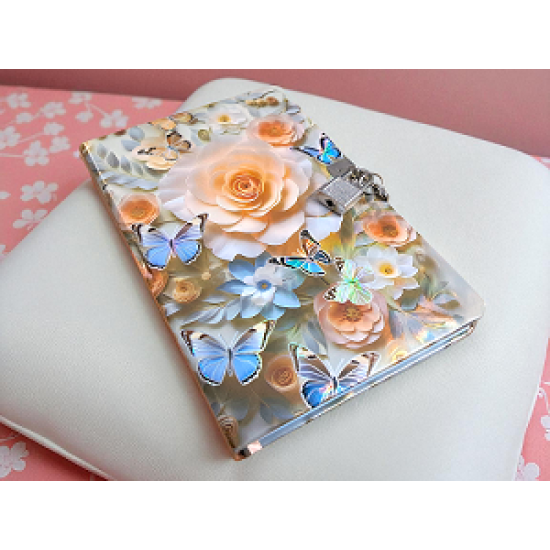 TECHNOCHITRA Butterfly Flowers Diary with Lock & Key – 180 Ruled Pages | Gift Set for Girls | Secret Writing Journal Notebook TECHNOCHITRA Butterfly Flowers Diary with Lock & Key – 180 Ruled Pages | Gift Set for Girls | Secret Writing Journal Notebook