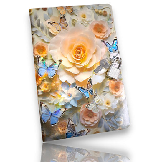 TECHNOCHITRA Butterfly Flowers Diary with Lock & Key – 180 Ruled Pages | Gift Set for Girls | Secret Writing Journal Notebook TECHNOCHITRA Butterfly Flowers Diary with Lock & Key – 180 Ruled Pages | Gift Set for Girls | Secret Writing Journal Notebook
