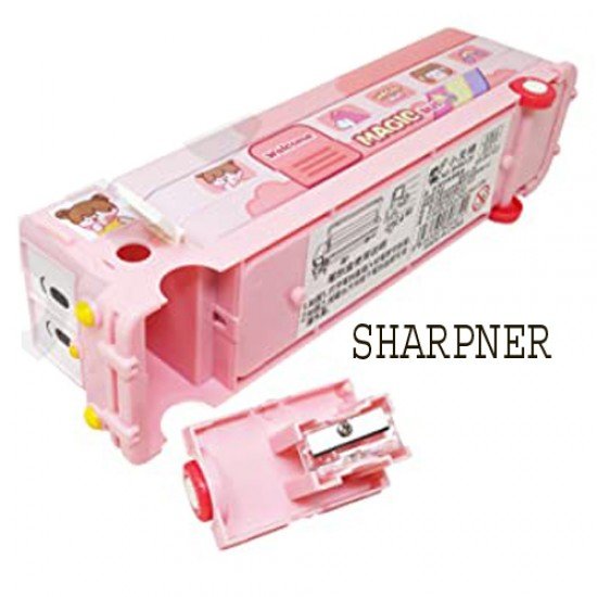 TECHNOCHITRA PINK Magic Bus Cartoon Art Metal Pencil Box