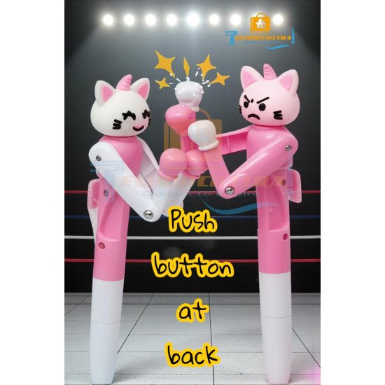 TECHNOCHITRA Wild Kitten Boxing Pens for Kids | Push-to-Punch Action | Cute Cat Pen Set | Smooth Writing & Fun Toy Pen Gift Set (Pack of 2)