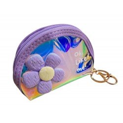 TECHNOCHITRA Flower Dreams Holographic Mini Coin Pouch Keychain for Fashion-Forward Girls & Women
