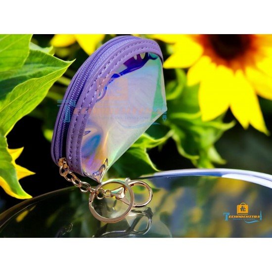 TECHNOCHITRA Flower Dreams Holographic Mini Coin Pouch Keychain for Fashion-Forward Girls & Women