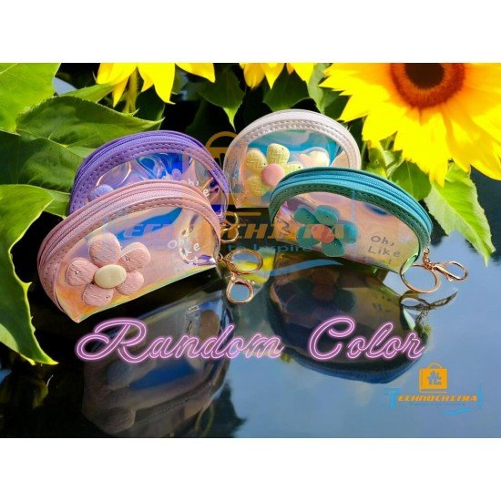 TECHNOCHITRA Flower Dreams Holographic Mini Coin Pouch Keychain for Fashion-Forward Girls & Women