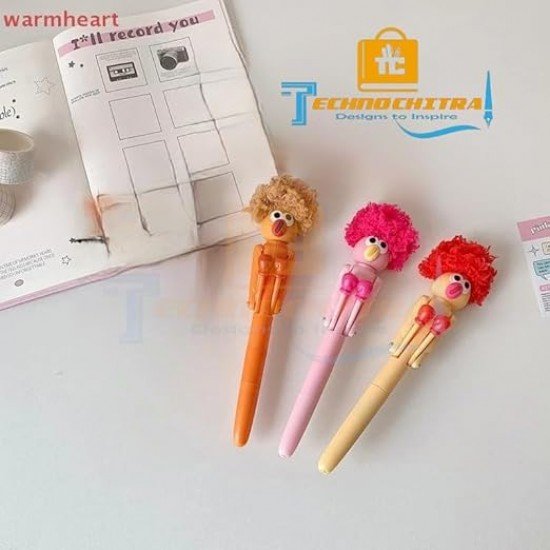 TECHNOCHITRA Cute Curly Hair Design with Punching Hands | Smooth Writing Fun Pen for Kids | Birthday Return Gift, Diwali, Christmas, New Year Kids Stationery TECHNOCHITRA Cute Curly Hair Design with Punching Hands | Smooth Writing Fun Pen for Kids | Birthday Return Gift, Diwali, Christmas, New Year Kids Stationery