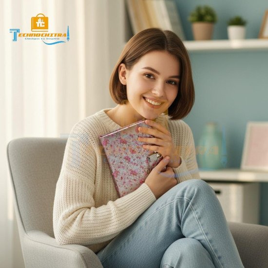 TECHNOCHITRA Floral Lock Diary for Girls with Key | Cute Secret Diary Journal | Beautiful Printed Notebook for Kids, Teens & Women | Gift Set for Birthday, Diwali, Return Gifts