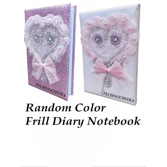 TECHNOCHITRA Unique Handmade Frill Glitter Diary Notebook with White Bead