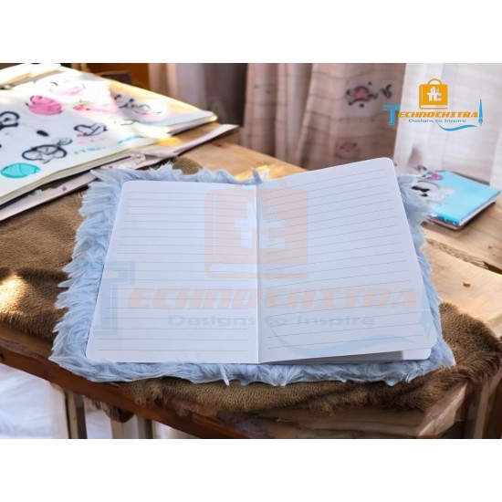 TECHNOCHITRA Funny Ghost Fur Diary for Girls | Soft Fluffy Plush Notebook | Cute Monster-Themed Designer Journal | 180 Pages | Unique Stationery Gift for Kids & Teens