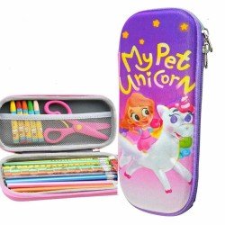TECHNOCHITRA Enchanting Purple Unicorn 3D Stationery Pouch for Girls