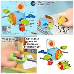Technochitra Educational Aircraft Stationery Set - 7-in-1 School Stationery Gift for Kids