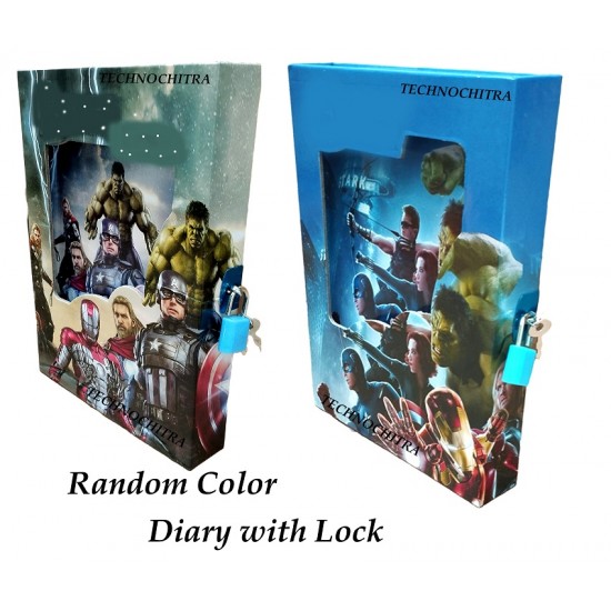 TECHNOCHITRA Super Heros Printed Diary with Lock and Keys for Boys