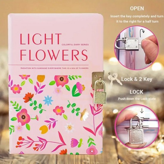 TECHNOCHITRA Europian Style Flowers Printed Secreat Lock Diary with Lock and Key for Girls