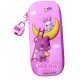 TECHNOCHITRA Soft Touch Pencil Case Pink with Compartments 3D Stereo Cartoon Pencil Box, Large Capacity Art Canvas Pencil Box Pink